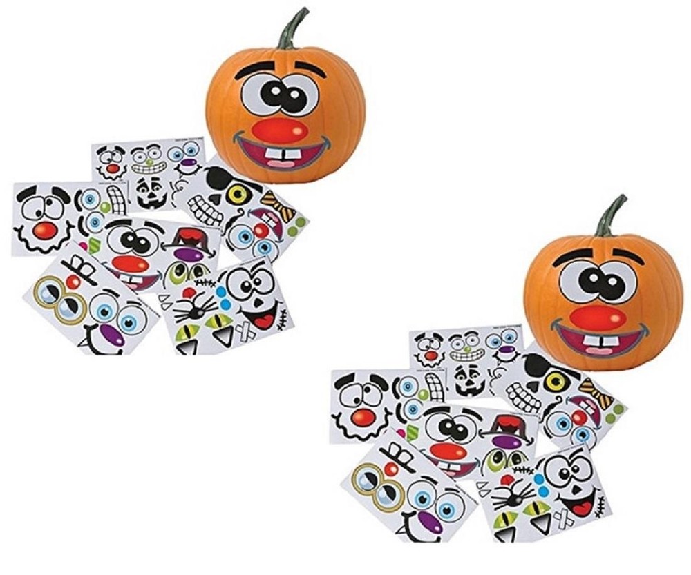 Make Your Own Pumpkin Jack O Lantern Funny Face Halloween Sticker Set 48 Sheets
