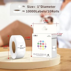 Yellow Coding Labels, 10000 Stickers, 1 Inch Round, 10 Rolls