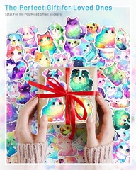 100 Pcs Holographic Rainbow Dog and Cat Stickers 2 in, Pet Designs(100pcs)