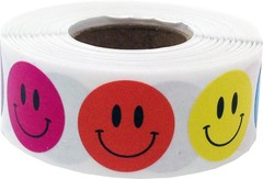 Colorful Happy Face Stickers – 0.75 Inch, 500 Adhesive Labels for Crafts & Organ