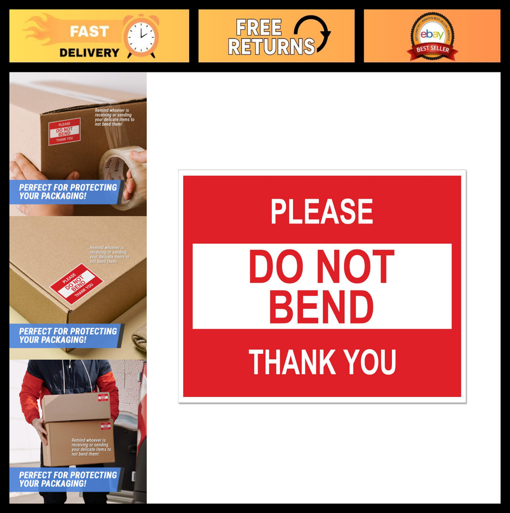300 Count Do Not Bend Sticker Labels – 3×2 Inch Rectangle for Shipping & Handlin