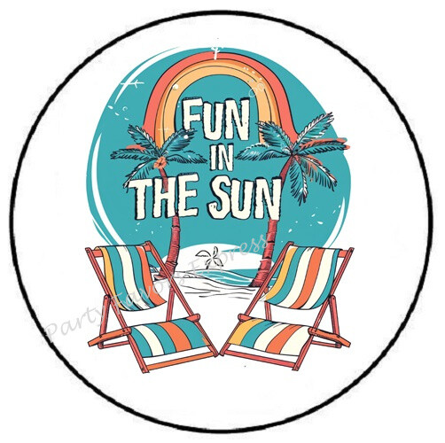 FUN IN THE SUN SUMMER ENVELOPE SEALS LABELS STICKERS PARTY FAVORS