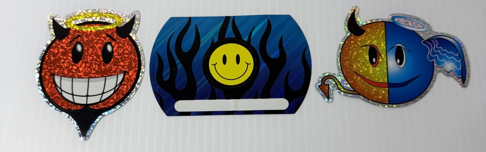 Vintage Rare Stickers Y2K Prism Vending Machine Stickers Smiley Devil Angel Lot