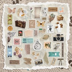 300 Pcs Vintage Stickers, Junk Journal Supplies, Cute Stickers for Journaling Su
