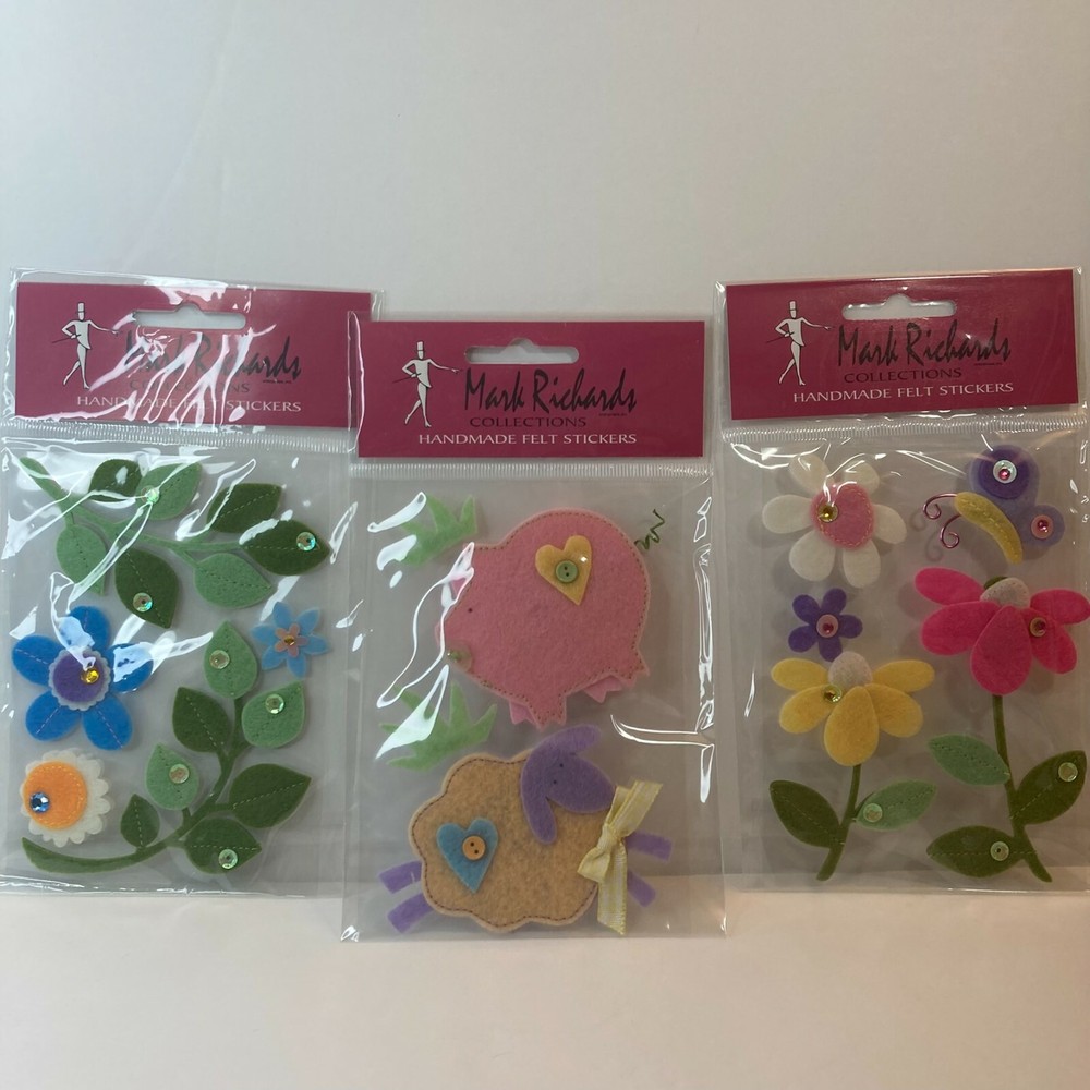 Scrapbook Embellishments Felt Stickers Flowers Pig Sheep Dimensional