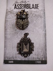 Tim Holtz Assemblage Metal Silver Chain 18″ Shabby Deco Glam 2 Pieces Charms