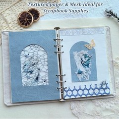 Blue A5 Craft A5 Textured Scrapbook Paper & Mesh Fabric Set – Handmade Craft