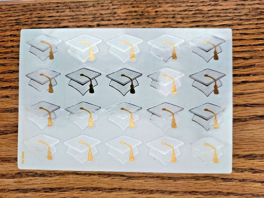 Vintage AGC Inc. Graduation Cap 20 Stickers Sheet Scrapbooking