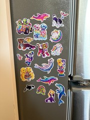 Handmade Magnet Lot Made W/ Lisa Frank Sticker Alien Cheetah Panda 90s Art