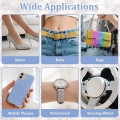 12 Rolls Rhinestone Ribbon Self Adhesive,0.35″ X12 Yard Bedazzling Kit with 2…