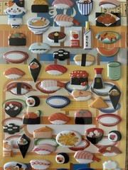 DAISO Puffy 3D Sticker Set Insect Train Sushi Japan Cute Kids Scrapbooking Lot 3