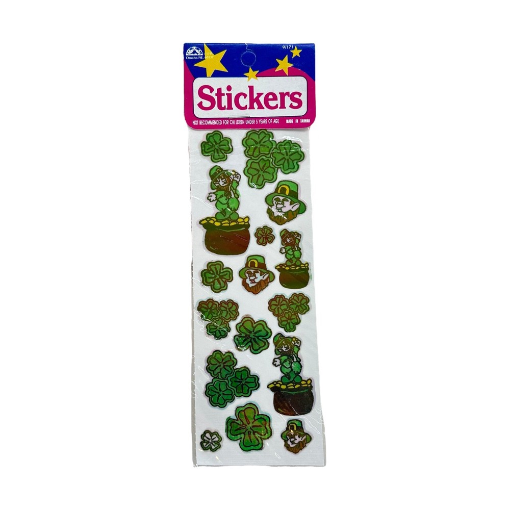 (1) Sealed Sheet OTC Sticker Mother of Pearl St. Patrick Day Leprechauns VTG NOS