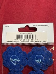 30 pcs (5 pks) Offray Stylish Accents Mini Crochet Blue Felt Flowers 51179 NEW