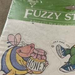 Vintage 80s Stickers Hallmark Fuzzy Bugs Scrapbook Ladybug Frog Bee Butterfly