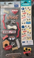 Lot of 13 Regular & Dimensional Scrapbook Stickers Pets Baking Pizza Slippers