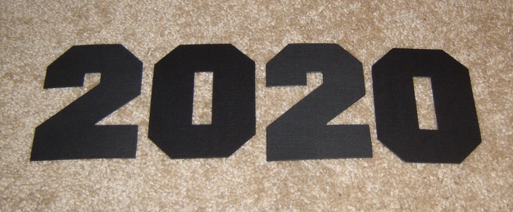 AccuCut Design Collegiate 4inch Numbers ~ 2020……in Black Bazzill Cardstock