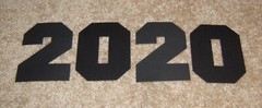 AccuCut Design Collegiate 4inch Numbers ~ 2020……in Black Bazzill Cardstock