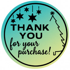 Christmas Thank You Stickers 2” Round Green Tree Design Small Business