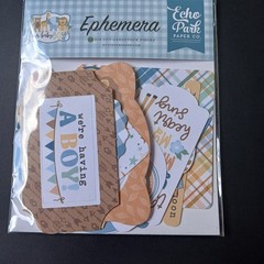 Echo Park Baby Boy Ephemera for Cardmaking/Scrapbooking~ 34 pcs.