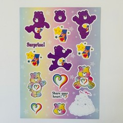 CARE BEARS sticker sheets Believe in U | Share your Heart 6″ x 8″ sheets 4pk