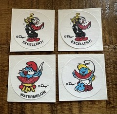 Vintage 1980s RARE Smurf Scratch N Sniff WATERMELON Stickers Lot (4) Collectible