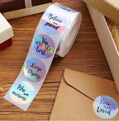 500 pcs / 1 Roll Inspirational Holographic Laser Stickers 1.5 in Brand New