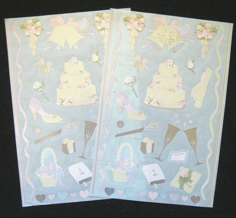 Mrs Grossman Two Vintage 6×9″ ‘WEDDING’ Sticker Sheets (c-2001)
