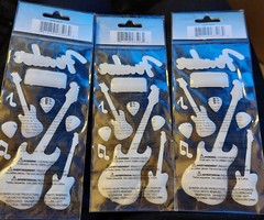 SET OF 3-Fender Rock Electric Guitar Paper House 3D Stickers