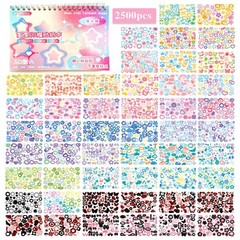 2500PCS Kpop Stickers, Glitter Deco, Heart Butterfly Ribbon, Multicolor