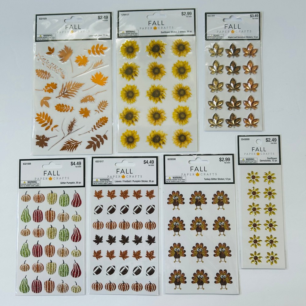 HOBBY LOBBY Paper Crafts Fall Themed Sticker Packs PUMPKINS +MORE 155 pieces