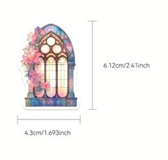 20pcs Stained Glass Church Window -Mini Stickers- Scrapbook, Journal, DIY Crafts