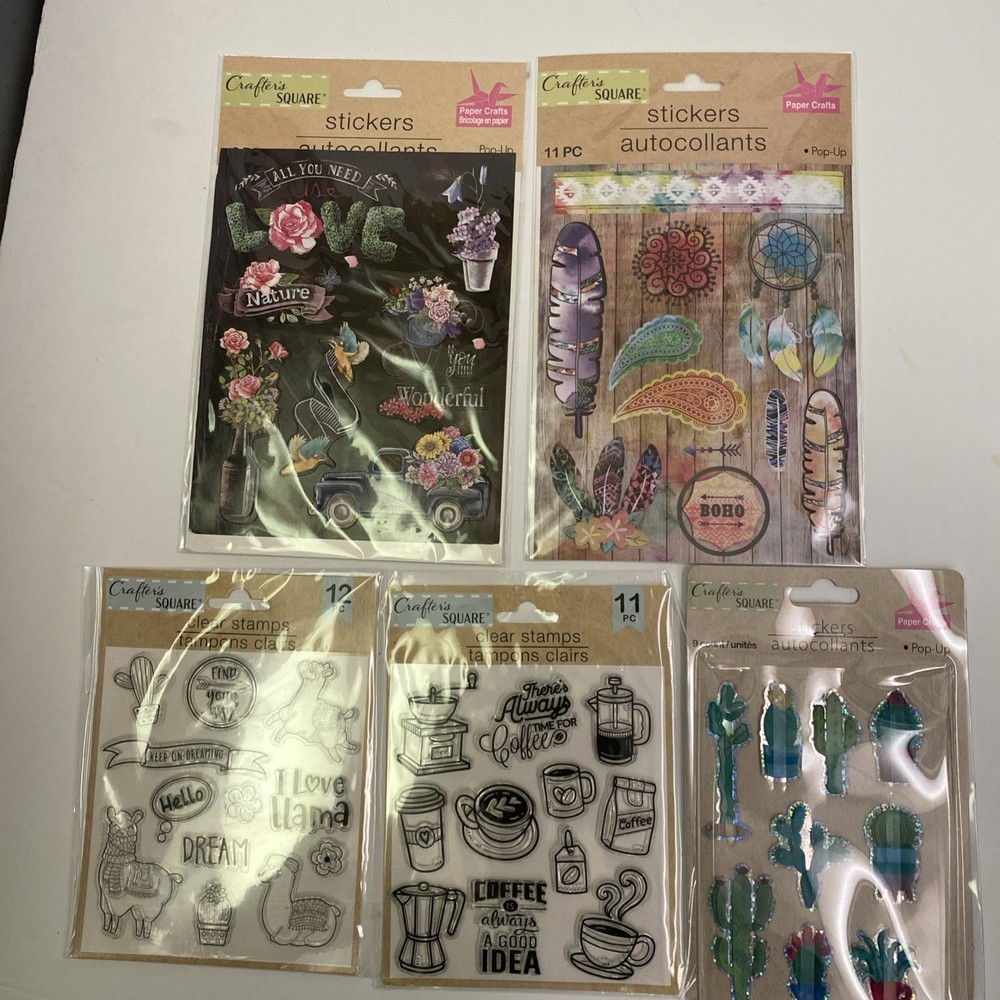 5-Packs Crafters Square Stickers Different Designs .