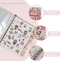Reusable Sticker Book Collecting,A5 Binder Album Storage Organizer with Blank…