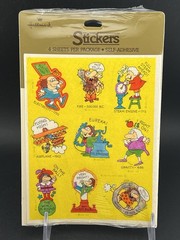 Vintage 1983 Hallmark Inventors Stickers 1 Package 4 Sheets NOS History Caveman