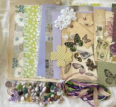 SUMMER BUTTERFLY GARDEN Junk Journal —HUGE VARIETY Paper Buttons Beads Ribbons