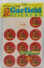 Vintage Garfield Scratch ‘n Sniff Stickers 10 Lasagna + 2 Chocolate Open Package