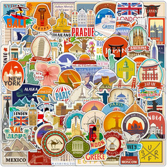 100Pcs World Travel Stickers Pack, Vacation Famous City Landmark Vinyl Travel