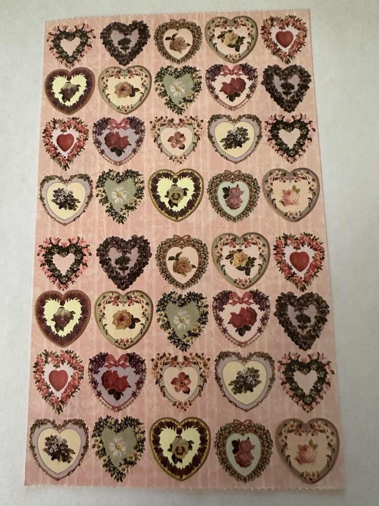 Vintage Punch Studio Gifted Line John Grossman Victorian Heart Stickers 2 Sheets