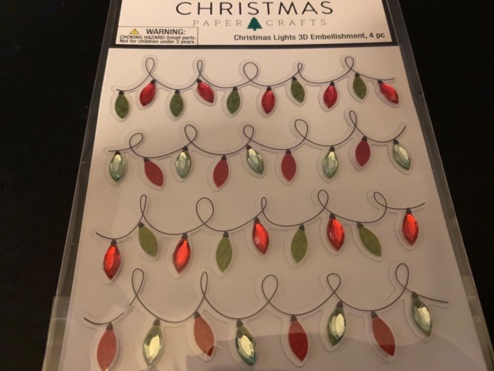 CHRISTMAS PAPER CRAFTS 3D TREE GEM LIGHTS STRING OF LIGHTS GEMSTONE LIGHTS 4PCS