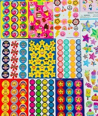 10 Sticker sheets Stars Hearts Happy Face Smiley Faces Rainbows Scented Cartoon