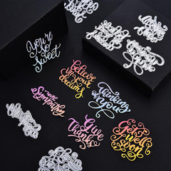 6 Pieces Word Die Cuts for Card Making Blessing Word Metal Embossing Cutting Die