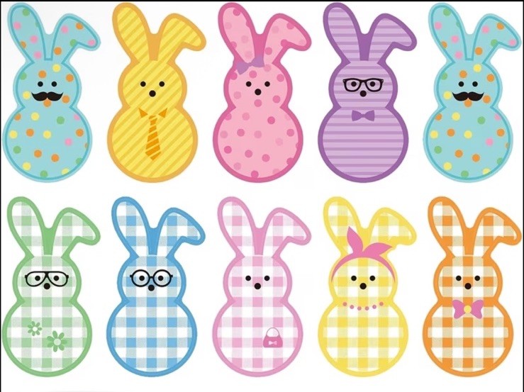 40 PCs ~1×1.2 Inch Cute Pastel Easter Bunny Stickers Decorations 9 Designs
