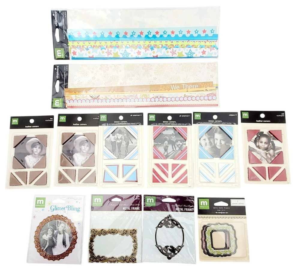 Making Memories Lot of 12 Photo Corners Mini Frames and Chipboards New