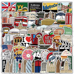 50/100PCS Mix World Famous Buildings Travel City Stickers Landmark Landscape Dec