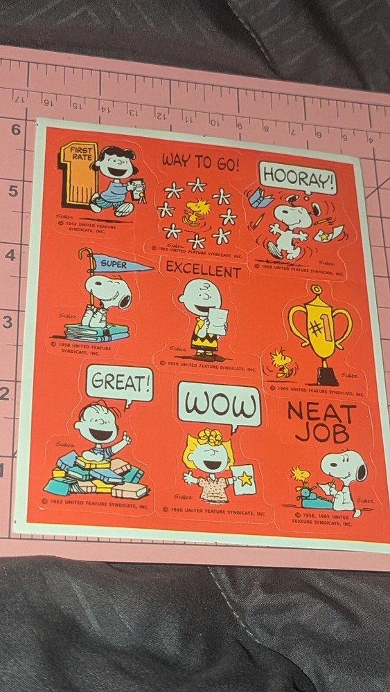 Vintage Snoopy Stickers Peanuts Teacher Rewards Stickers Hallmark 1 Sheet READ