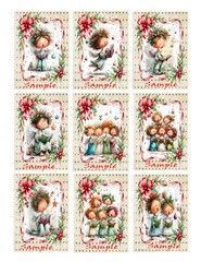 Christmas Quirky Angels (9) Cut Glossy Sticker Labels~Junk Journals~Crafts~#801S