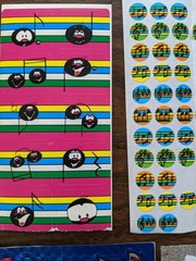 Vintage 80s/90s Lot of Musical Notes Stickers Prismatic Sparkly Faces Reward