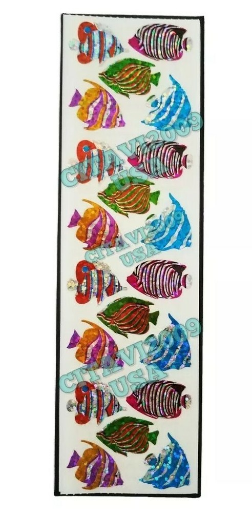 HAMBLY STUDIOS PRISMATIC GLITTER STICKERS ANGELFISH COLLECTABLE VINTAGE RARE