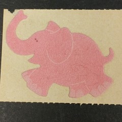 Vintage 80s Fuzzy Sticker Pink Elephant SandyLion