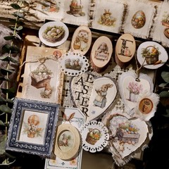 Easter Rub On Transfers for Wood & Paper Spring Floral Bunny Decal Stickers